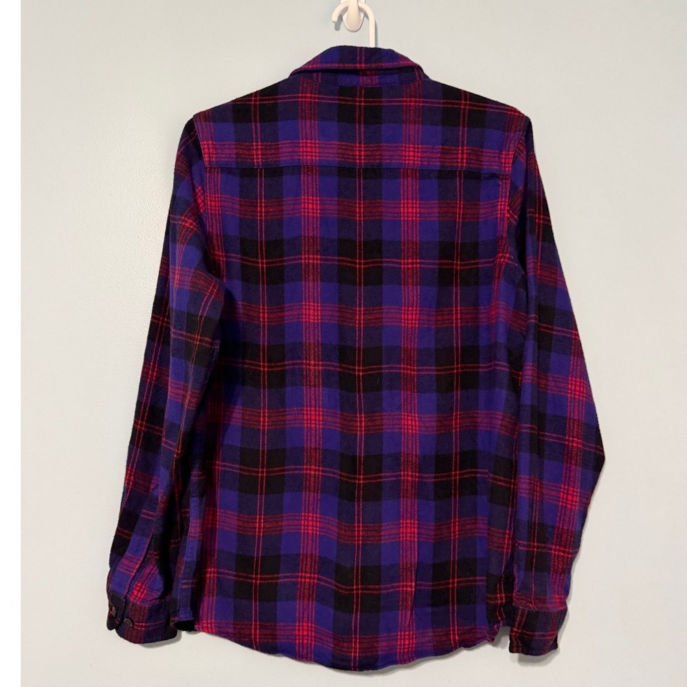 LL Bean Relaxed Fit Flannel Shirt Women's S Purple Red Black Plaid Button Down - Picture 2 of 4